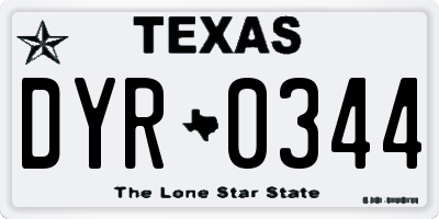TX license plate DYR0344
