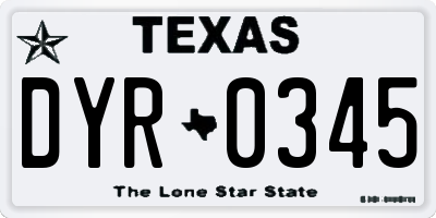 TX license plate DYR0345