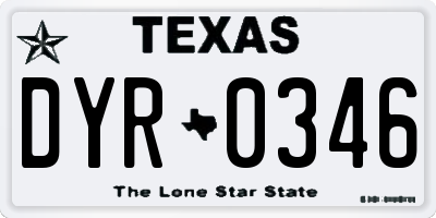 TX license plate DYR0346