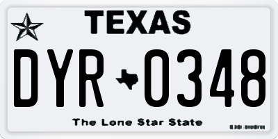 TX license plate DYR0348