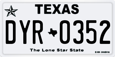 TX license plate DYR0352