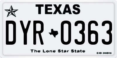 TX license plate DYR0363