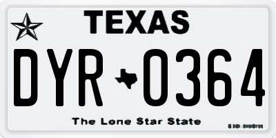 TX license plate DYR0364