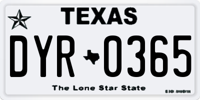 TX license plate DYR0365