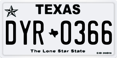 TX license plate DYR0366