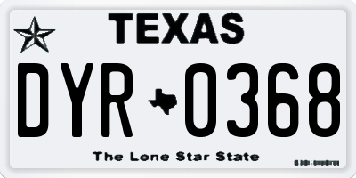 TX license plate DYR0368