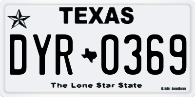 TX license plate DYR0369
