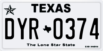 TX license plate DYR0374