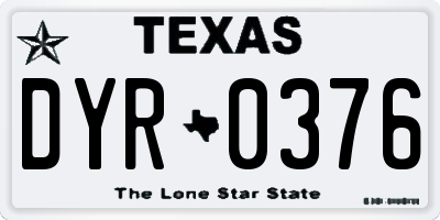 TX license plate DYR0376
