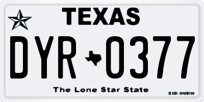TX license plate DYR0377