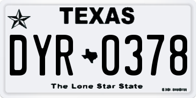 TX license plate DYR0378