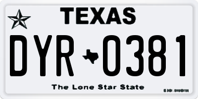 TX license plate DYR0381