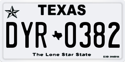 TX license plate DYR0382