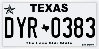 TX license plate DYR0383