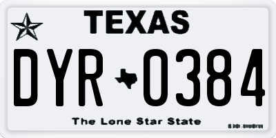 TX license plate DYR0384