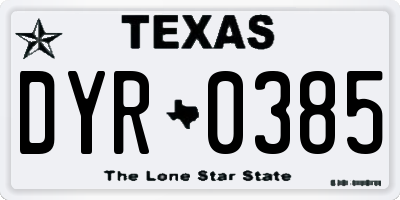 TX license plate DYR0385