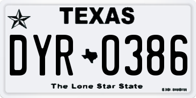 TX license plate DYR0386