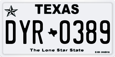 TX license plate DYR0389