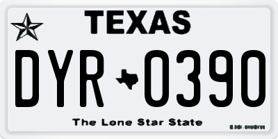 TX license plate DYR0390