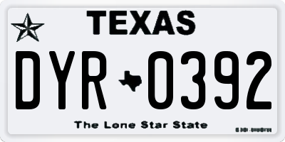 TX license plate DYR0392