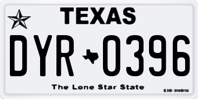 TX license plate DYR0396