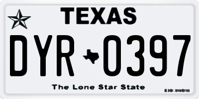 TX license plate DYR0397