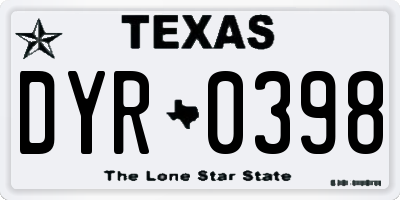 TX license plate DYR0398
