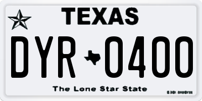 TX license plate DYR0400