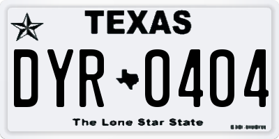 TX license plate DYR0404