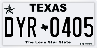 TX license plate DYR0405
