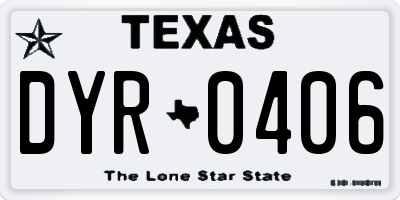 TX license plate DYR0406