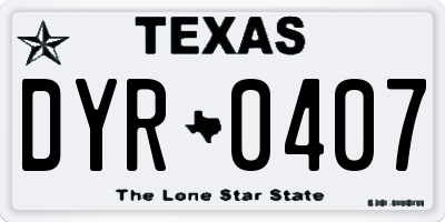 TX license plate DYR0407