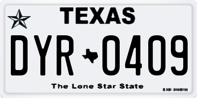 TX license plate DYR0409