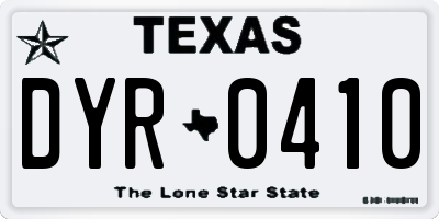 TX license plate DYR0410