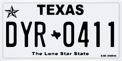 TX license plate DYR0411