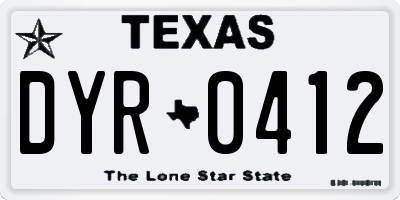 TX license plate DYR0412