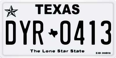 TX license plate DYR0413