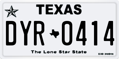 TX license plate DYR0414