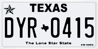 TX license plate DYR0415