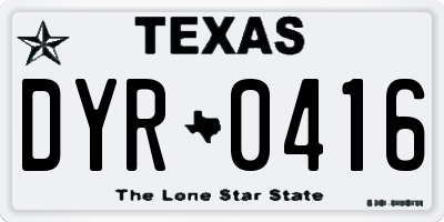 TX license plate DYR0416