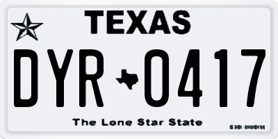 TX license plate DYR0417