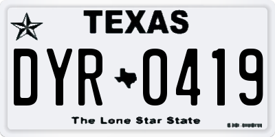 TX license plate DYR0419