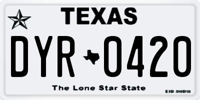 TX license plate DYR0420