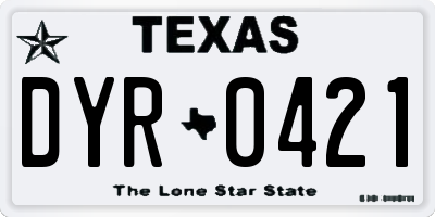 TX license plate DYR0421