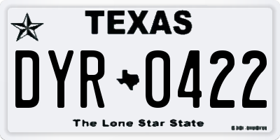 TX license plate DYR0422