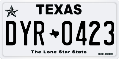 TX license plate DYR0423