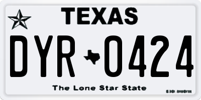 TX license plate DYR0424