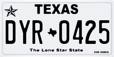 TX license plate DYR0425