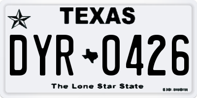 TX license plate DYR0426