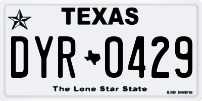 TX license plate DYR0429